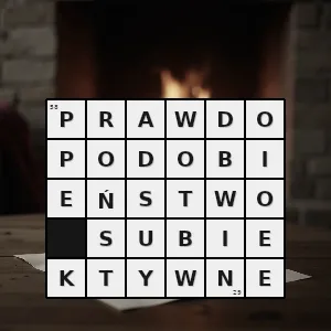 Rozwiązanie krzyżówki: prawdopodobieństwo subiektywne - prawdopodobieństwo subiektywne | hasła, synonimy i podpowiedzi Hasło krzyżówkowe prawdopodobieństwo subiektywne - prawdopodobieństwo subiektywne – rozwiązanie, synonimy, podpowiedzi i definicje krzyżówkowe